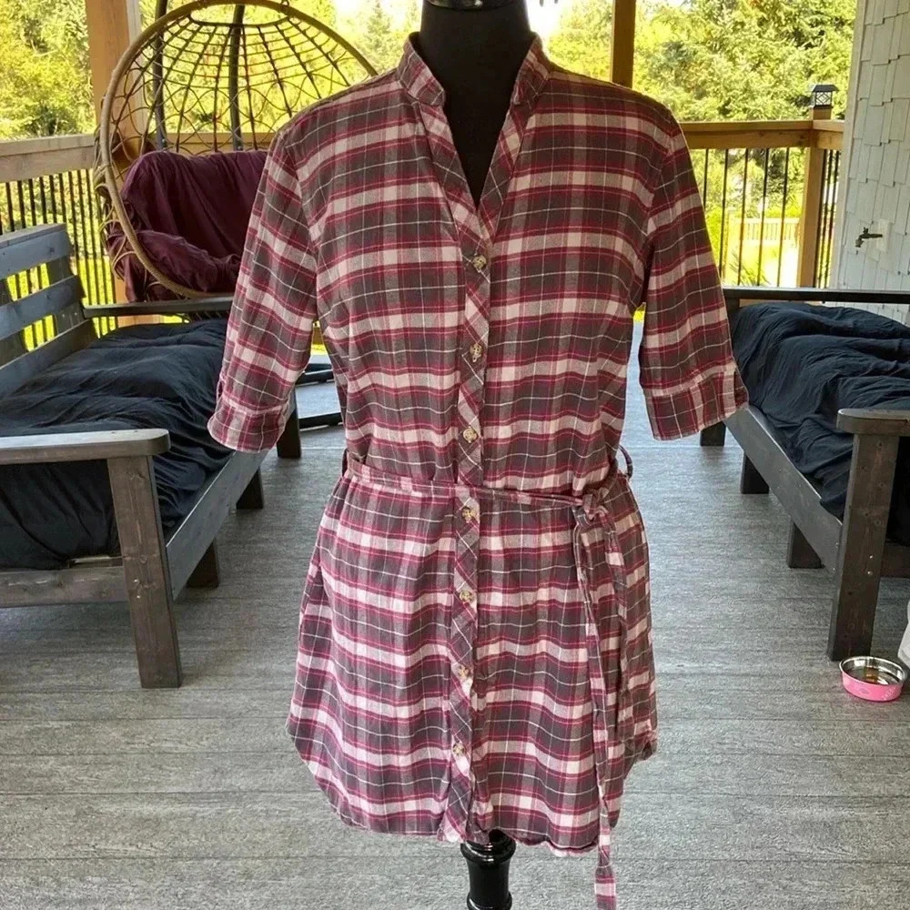 Fig | Plaid Flannel Belted Tunic/ Dress